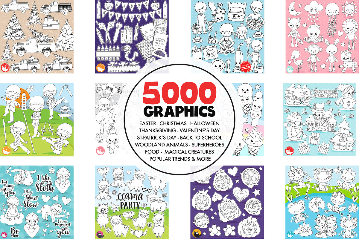 5000 in 1 - Black lines Mega Bundle, an Illustration by PrettyBundles (Photo 7 of 27)