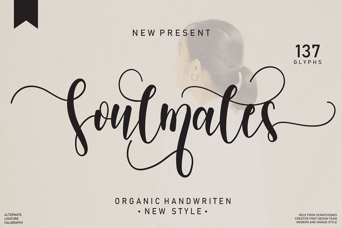 Soulmates | handwritten font, a Script Font by Scratchones (Photo 1 of 10)