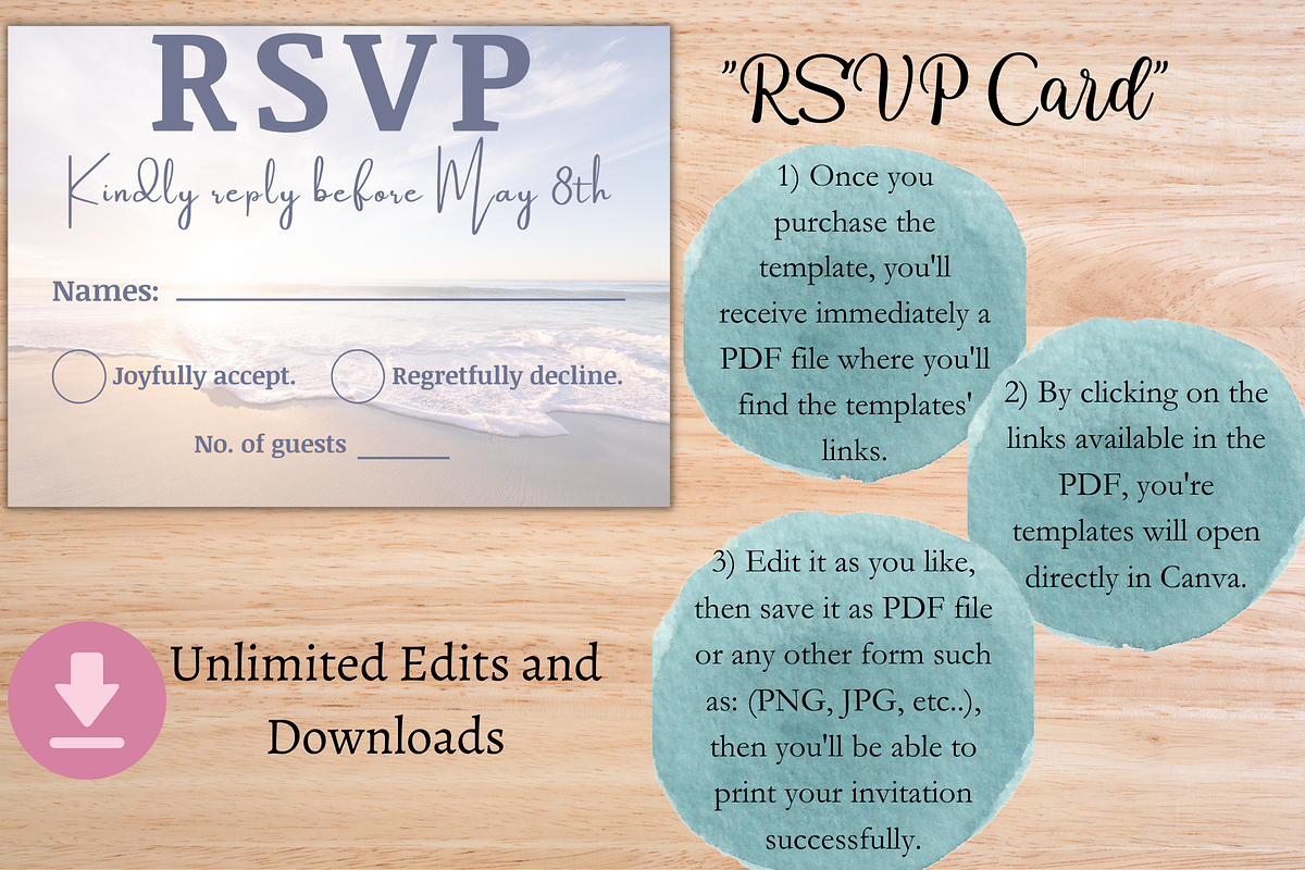 Beach Wedding Invitation Template, an Invitation Template by Talentex Invitations (Photo 4 of 4)
