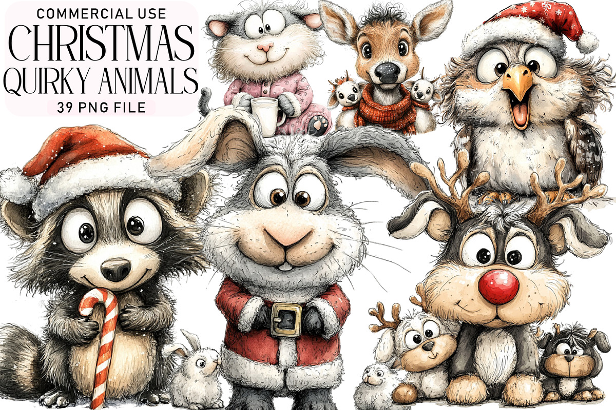 Christmas Quirky Animals Clipart, an Illustration by Daily.Designs (Photo 1 of 5)