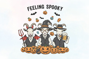 Feeling Spooky Witchy Goat & Pumpkin, an Illustration by CraftArtStudio