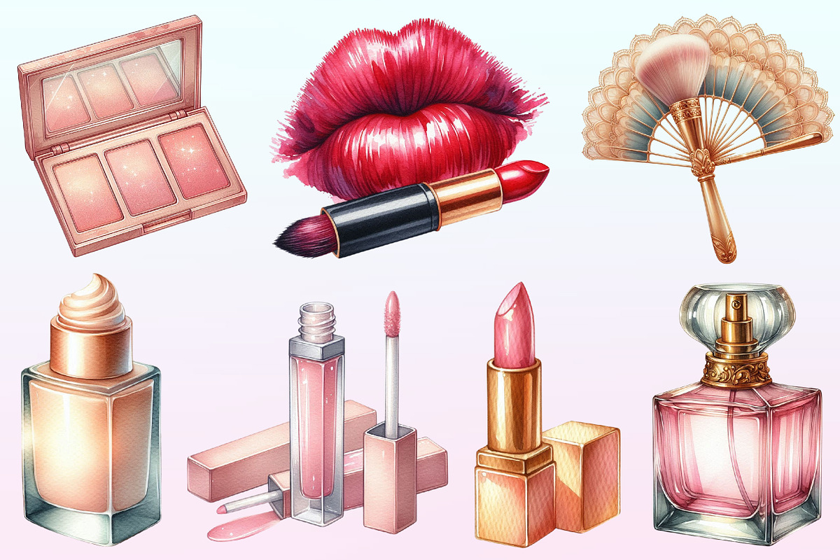 Watercolor Makeup Clipart, a Graphic by CitraGraphics (Photo 2 of 4)