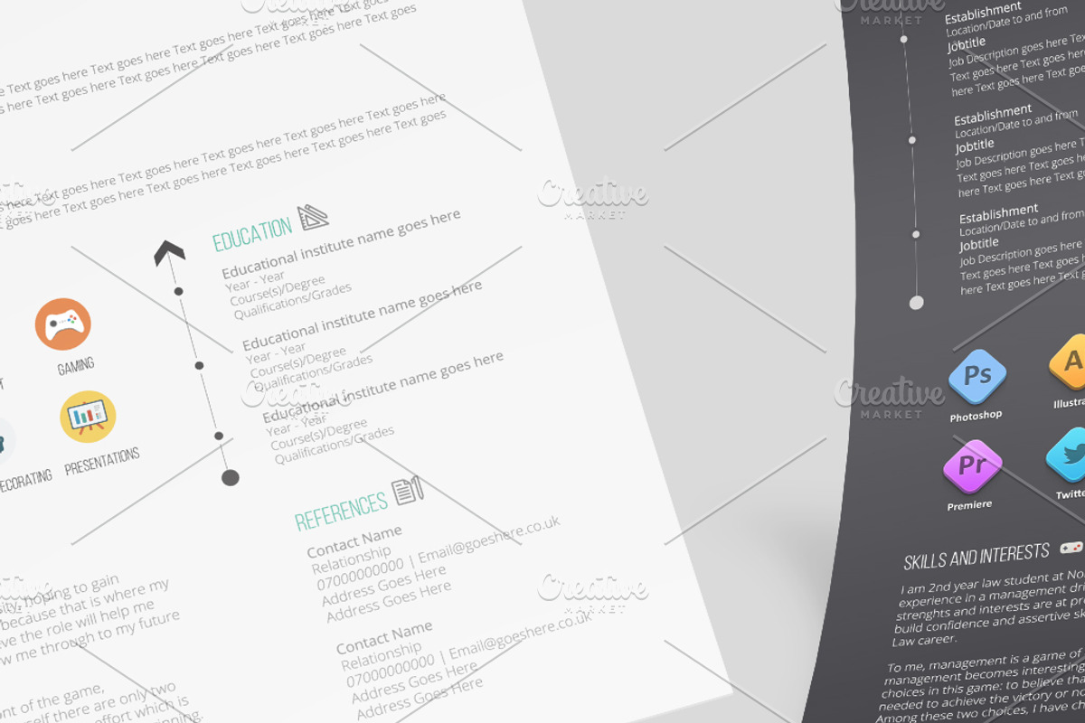 Midnight/Midday CV's, a Resume Template by Valeur Design (Photo 6 of 6)