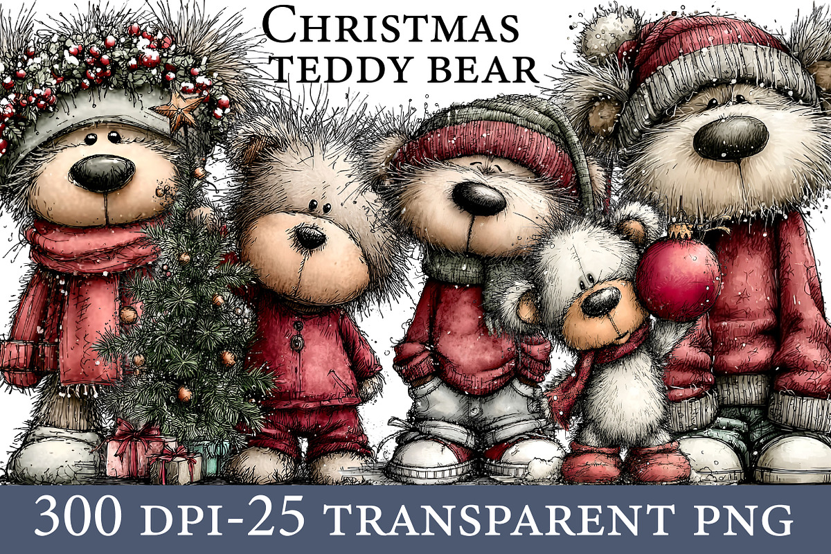 Christmas teddy bear clipart, an Illustration by Designworld (Photo 1 of 6)