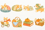 Autumn Corgi Clipart Fall Animal PNG, an Animal Illustration by SugarCloudStudioArt (Thumbnail 4 of 6)