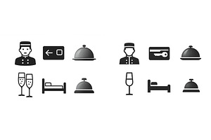 Hospitality icons representing hotel, an Object Illustration by ZinetroN
