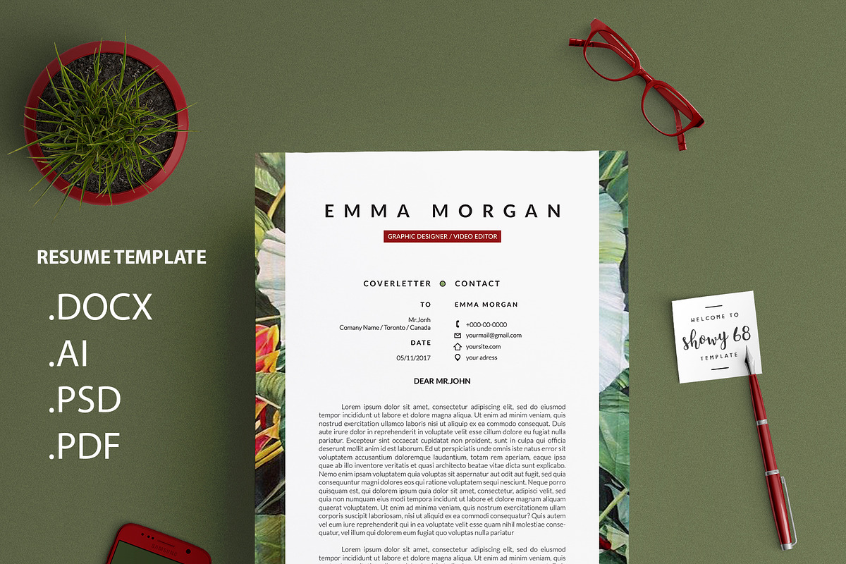Banana Inflorescense Resume M, a Resume Template by Showy68 Template (Photo 4 of 5)