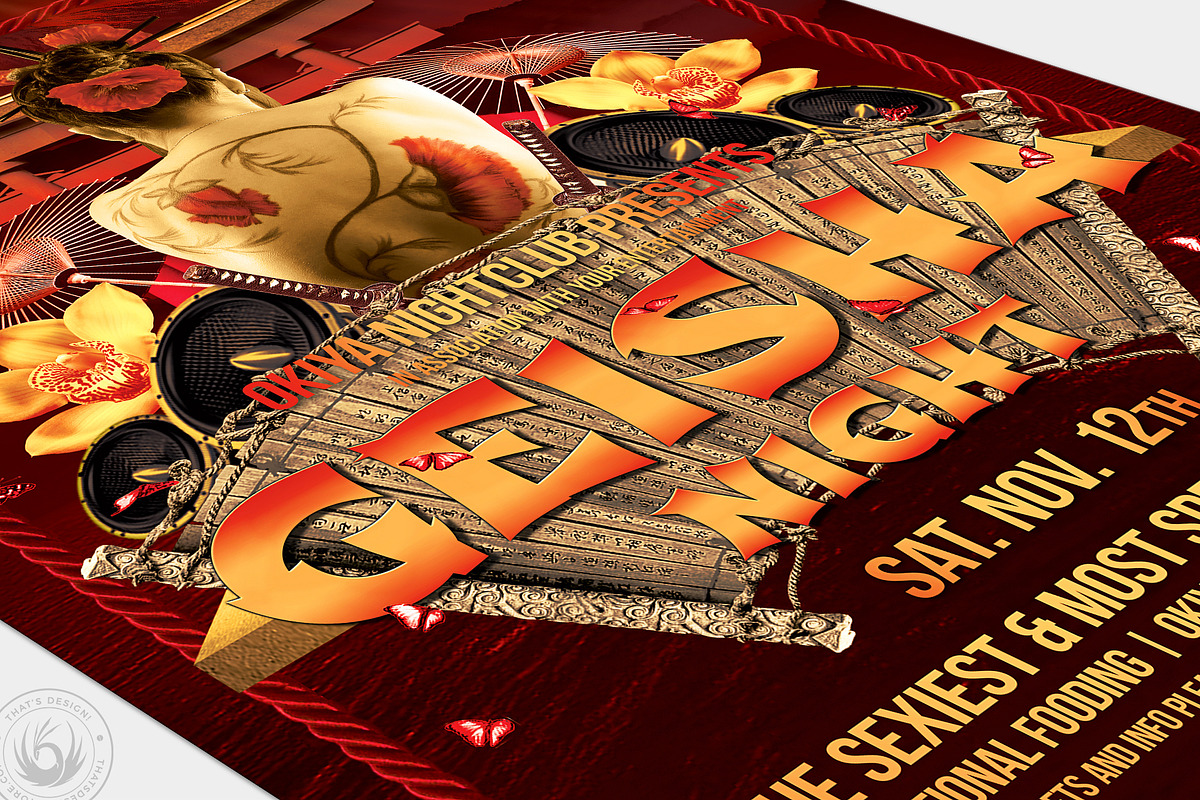 Geisha Night Flyer Template V1, a Flyer Template by ThatsDesignArt (Photo 3 of 7)