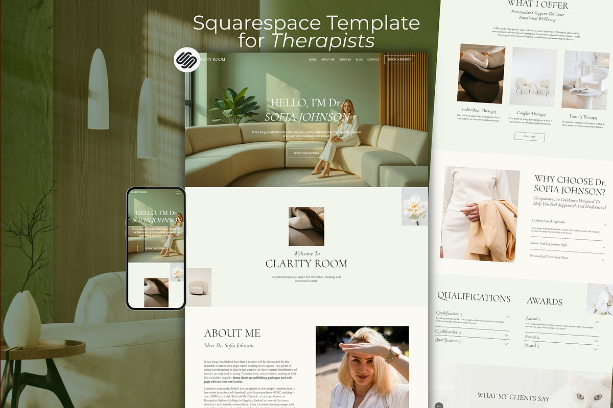 Squarespace Template for Therapist, a Squarespace Template by Sofia Designs (Photo 1 of 5)