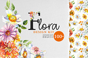Flora watercolor floral clip art, an Illustration by CpandoShop (Thumbnail 1 of 9)
