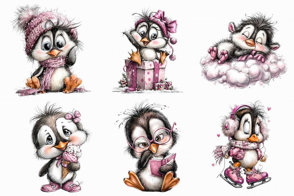 Quirky Penguin Clipart PNG, an Illustration by Libby Wishes (Photo 2 of 6)
