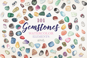 Gemstones 101 Watercolor Package, an Illustration by Bloomella