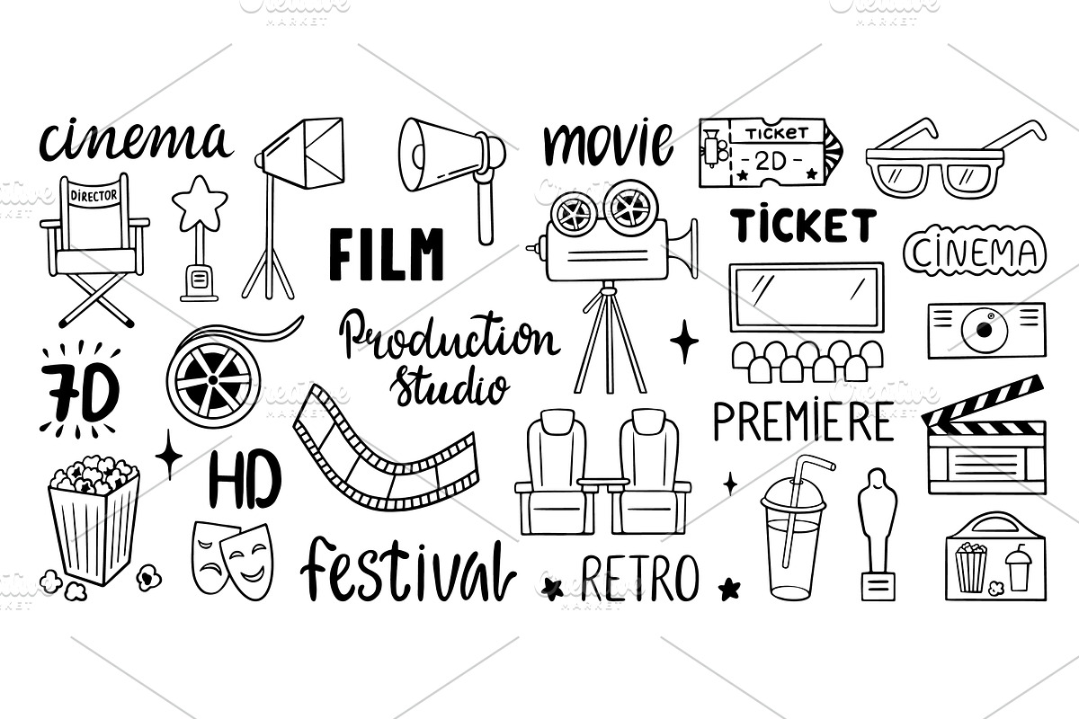 Cinema hand lettering. Movie, a Technology Illustration by Valerie Bodnar