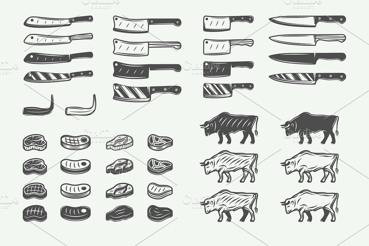 Vintage butchery emblems, a Branding & Logo Template by AkimD (Photo 11 of 15)