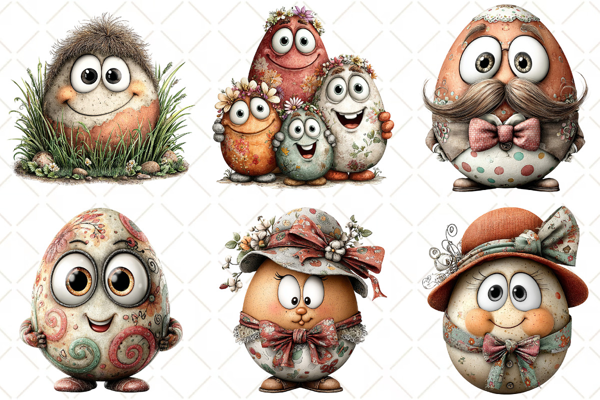 Whimsical Funny Easter Egg Clipart, an Illustration by Black Bird Studio (Photo 4 of 5)