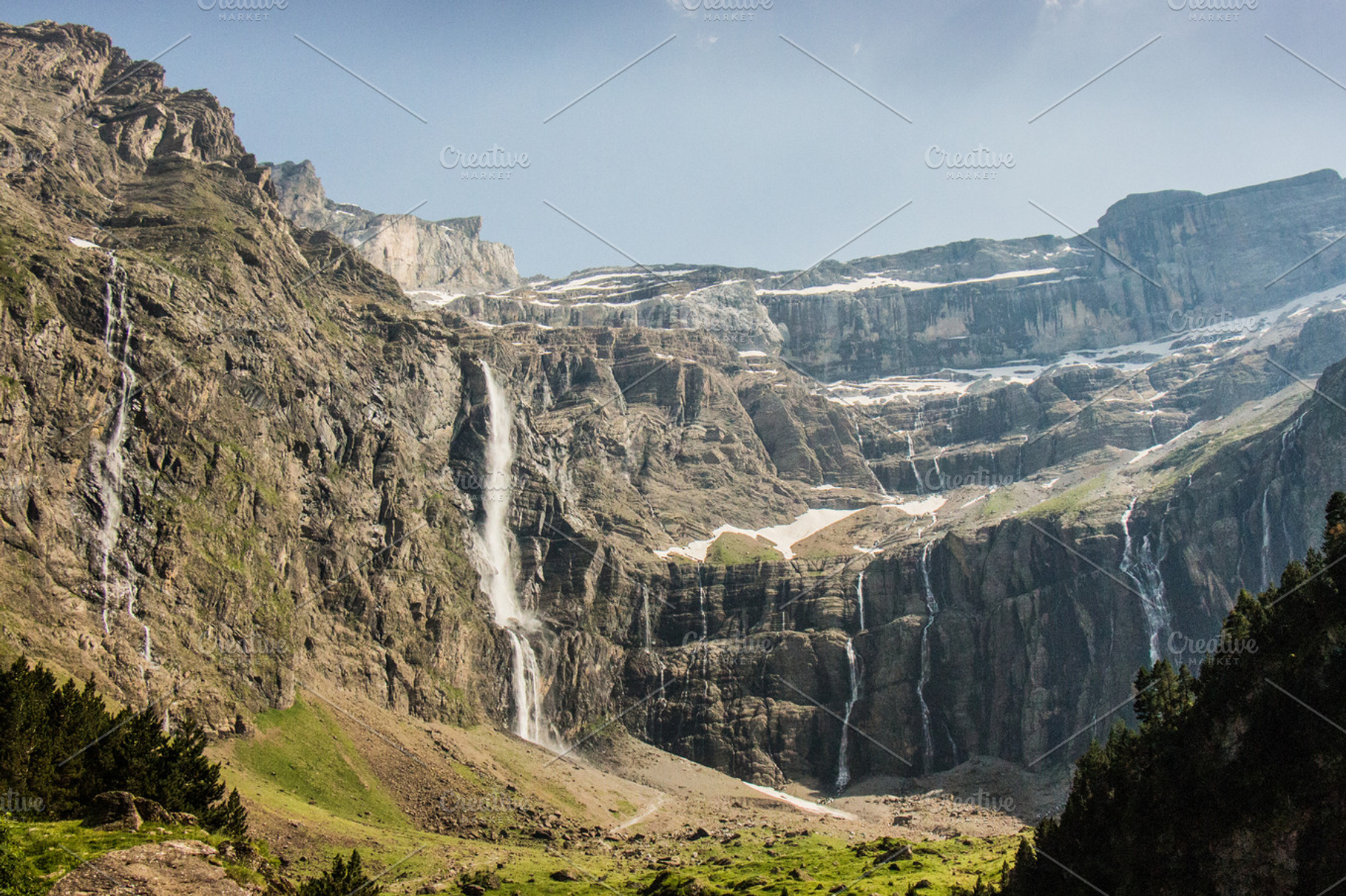 Waterfalls in the valley of gavarnie containing hike, hiking, and travel, a Nature Photo by ysajna