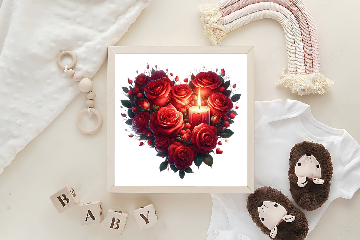 Valentine's Day Roses Heart Clipart, an Illustration by DreamArtGraphic (Photo 2 of 6)