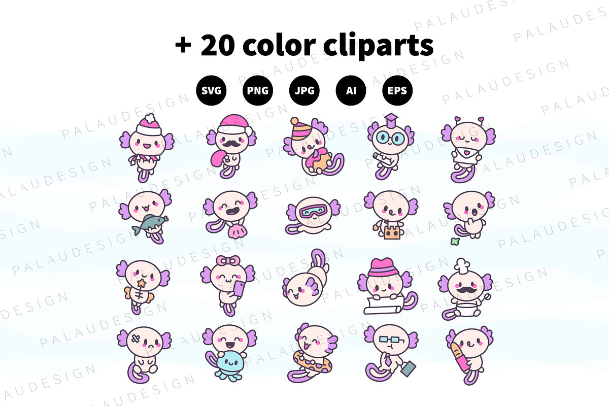 Cute Axolotl Clipart, an Animal Illustration by Palau (Photo 8 of 10)