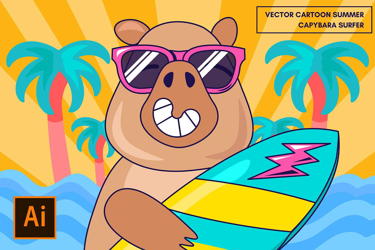Capybara On Beach, an Illustration by barsrsind