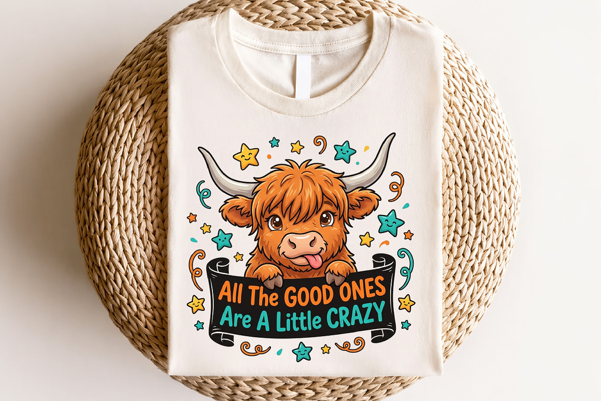 Funny Crazy Highland Cow Sarcastic, a Seasonal Illustration by CraftArtStudio (Photo 4 of 4)