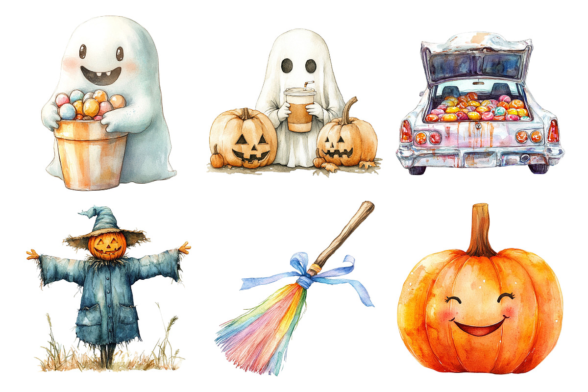 Watercolor Halloween Day Clipart, an Illustration by Daily.Designs (Photo 2 of 5)