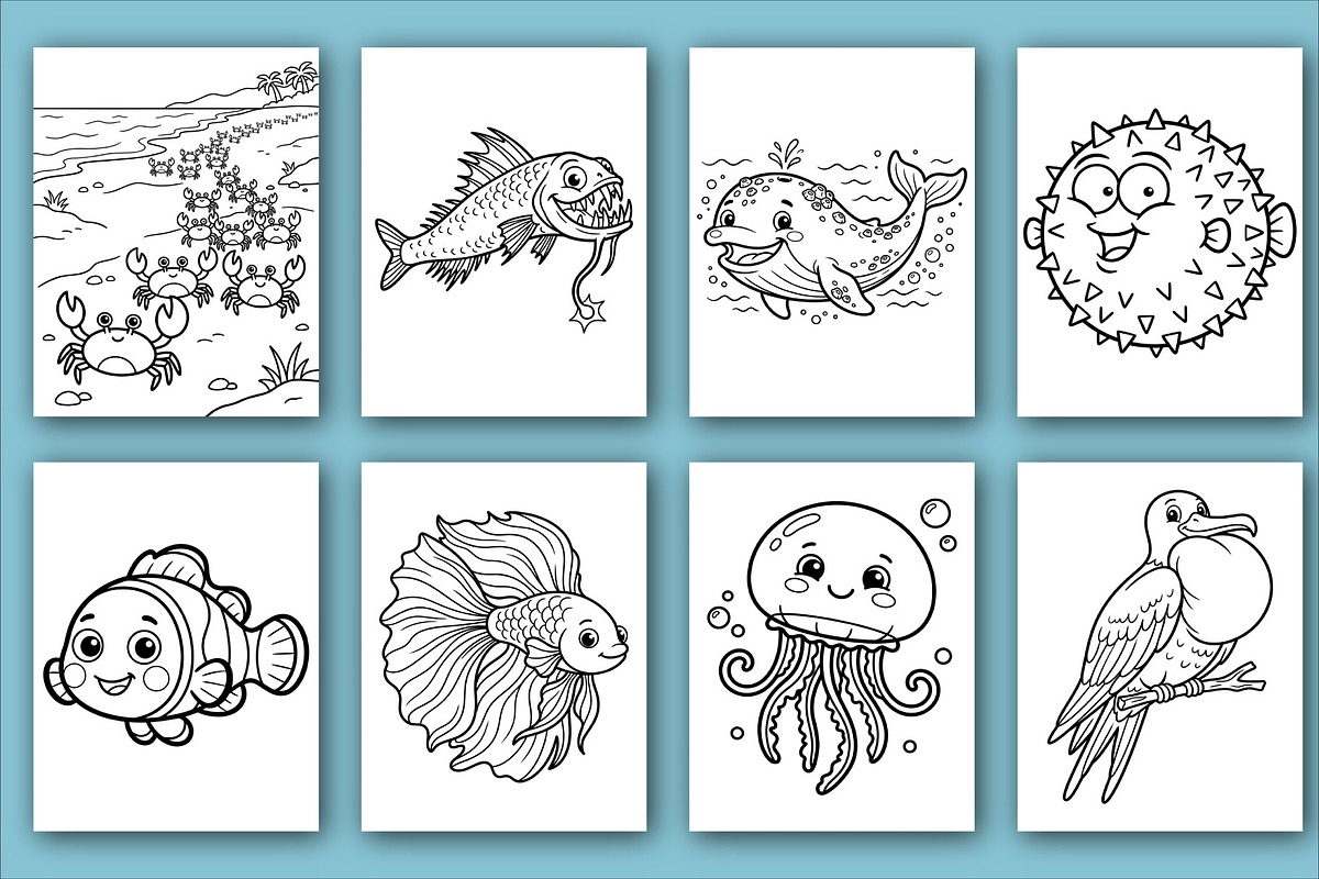 Sea Animal coloring Book for Kids, an Animal Illustration by Design House (Photo 3 of 3)