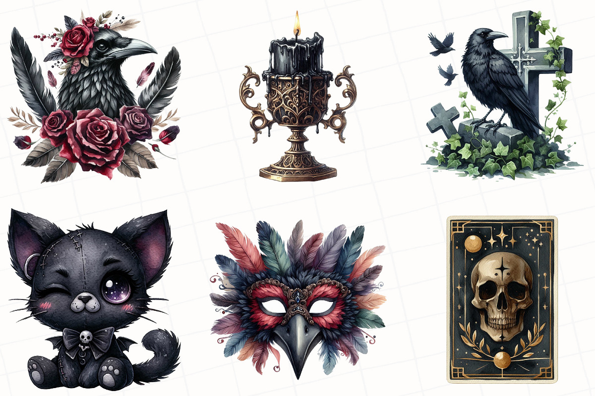 Gothic Halloween Clipart, an Illustration by OK Design (Photo 3 of 5)