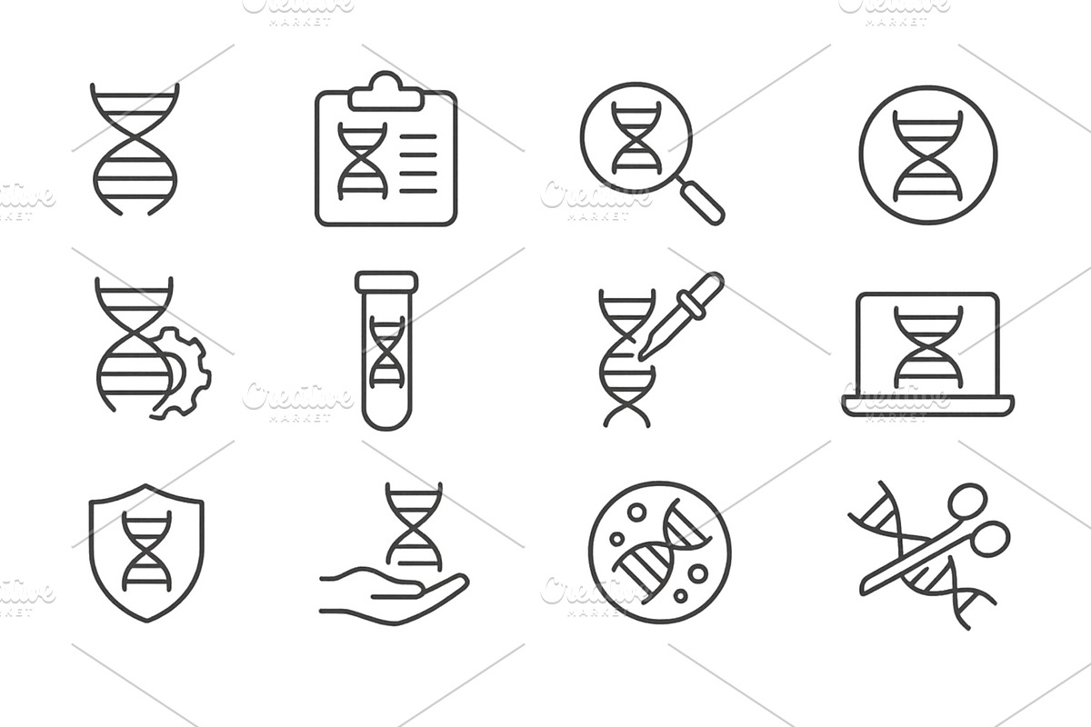 Collection of DNA-related icons, an Illustration by ZinetroN