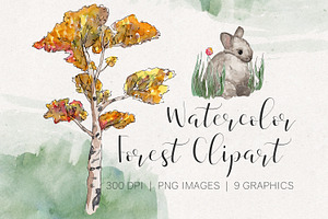 Watercolor Forest Clipart