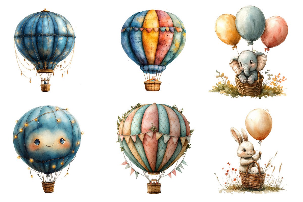 Hot Air Balloon Png, Pastel Balloons, an Illustration by CreationArt (Photo 3 of 5)