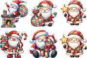 Patchwork Christmas Cute Santa Clipa, an Illustration by CraftArtStudio (Thumbnail 3 of 6)