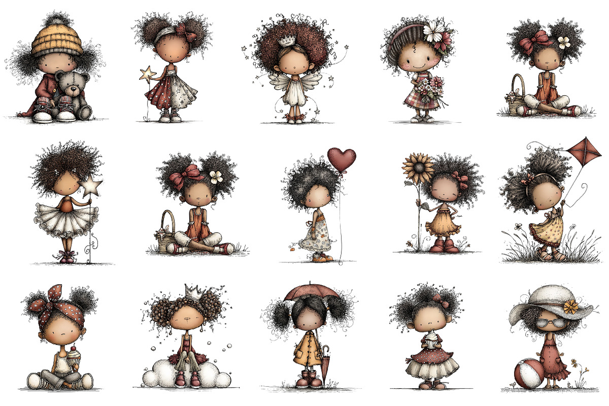 Cute African American Girl Clipart, an Illustration by designcity5 (Photo 3 of 5)