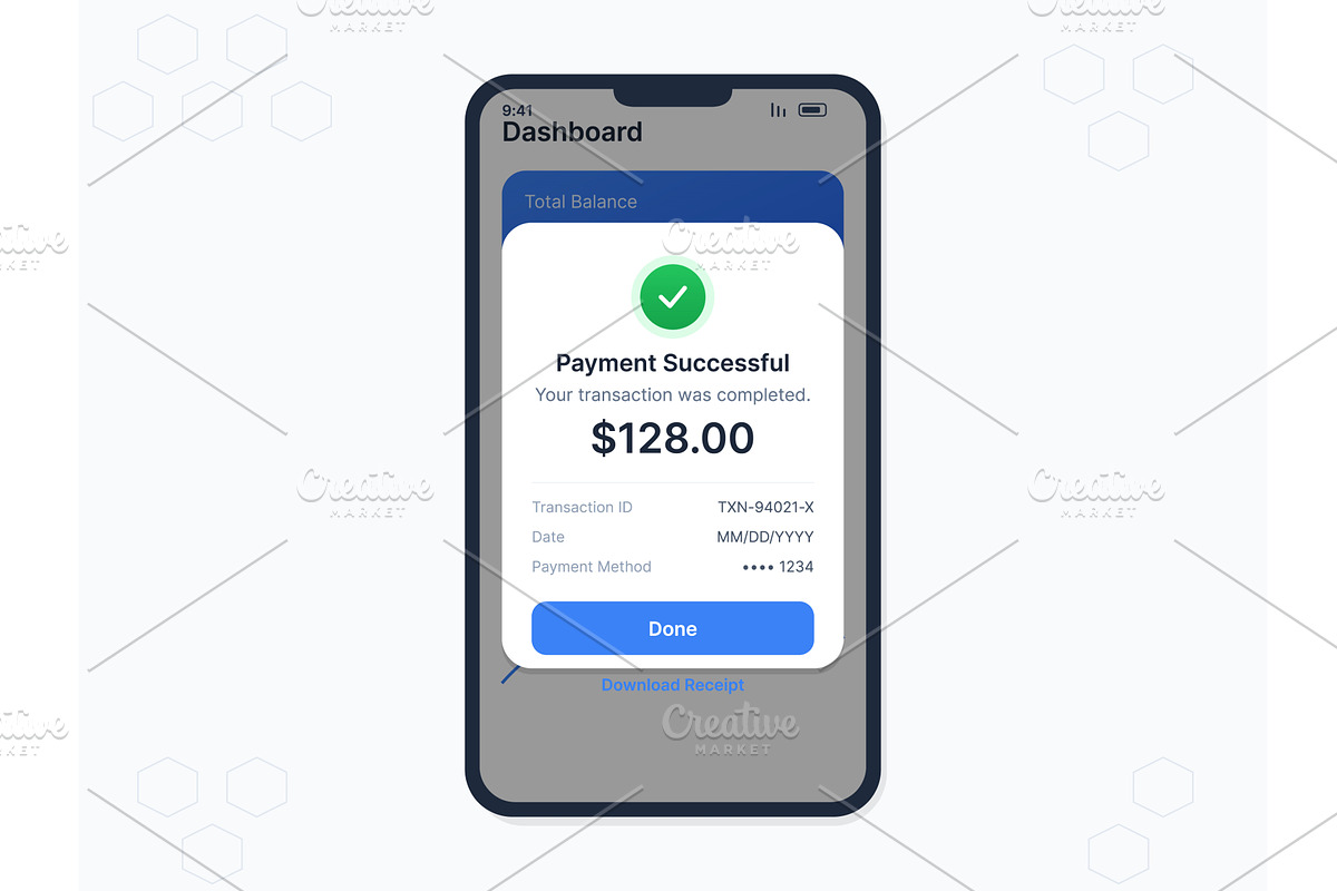 Payment successful notification on a, a Technology Illustration by ZinetroN