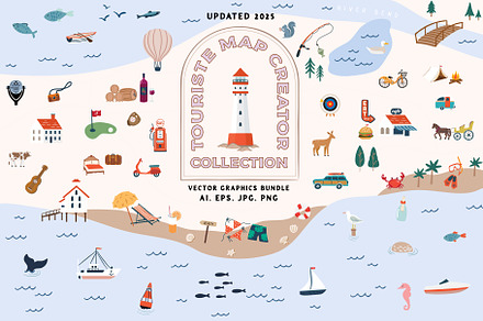 Map Creator Scenery & Story Kit, a Transportation Illustration by Happy Monday Creative