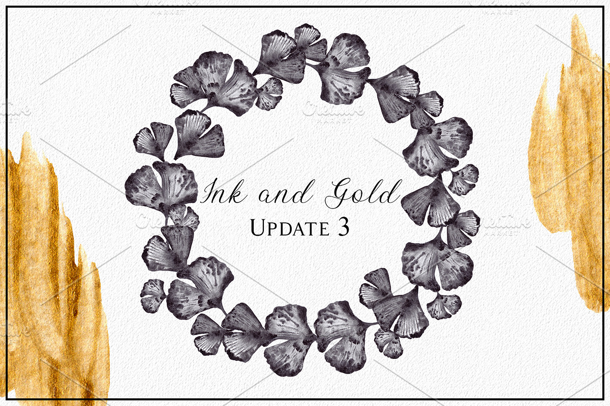 Ink and Gold. Hand drawn clipart, an Illustration by ma_i_vi (Photo 9 of 15)