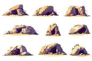 Set of cartoon caves in various, an Object Illustration by LadadikArt