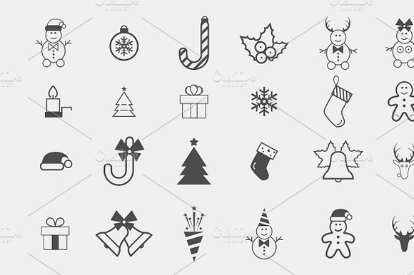 Set Of 24 Christmas Vector Icon