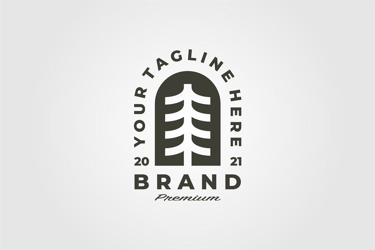 vintage pines emblem logo vector, a Branding & Logo Template by lawoel