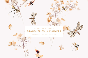 Dragonflies In Flowers