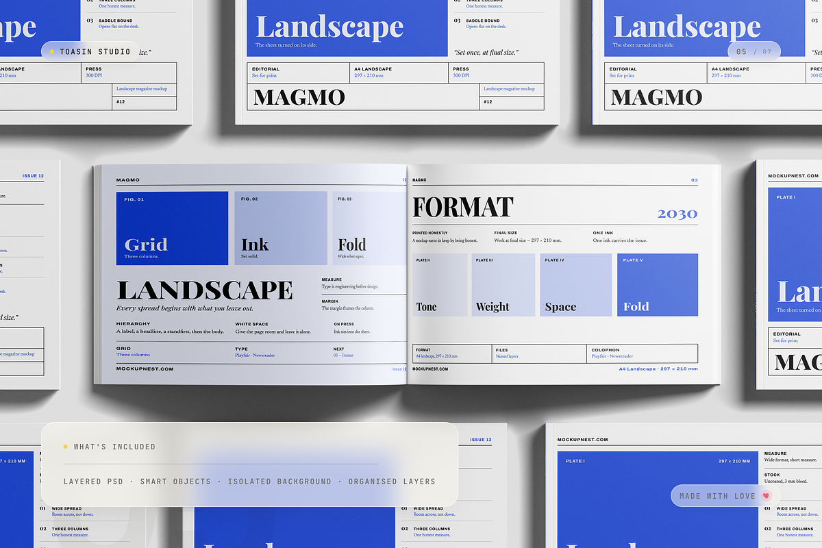 A4 Landscape Magazine Mockup, a Books & Magazine Mockup by Toasin Studio (Photo 5 of 7)