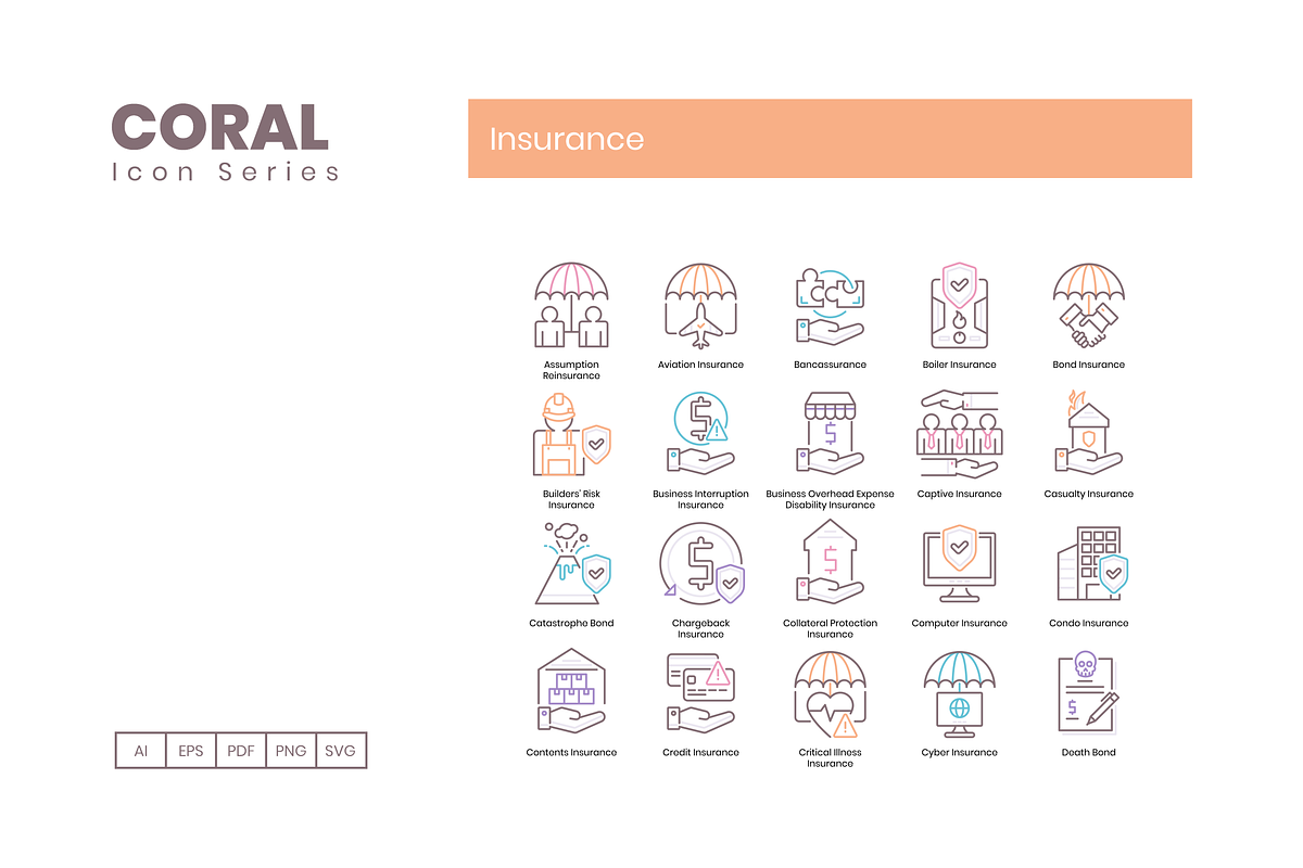 95 Insurance Icons - Coral Series, an Icon by Flat Icons (Photo 2 of 9)