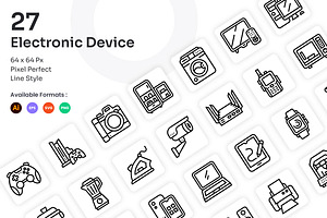 Electronic Device Icons Set - Line, an Outline Icon by Kmg Design