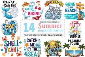 Summer Sublimation PNG Bundle, an Illustration by Watercolor design