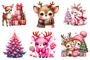 Watercolor Cute Pink Reindeer Clipar, an Illustration by SinaCreation (Thumbnail 3 of 7)