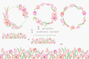 Pink Tulip Watercolor Clip Art, an Illustration by Daryartsy (Thumbnail 2 of 6)