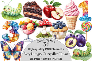 Very Hungry Caterpillar Clipart, a Seasonal Illustration by CitraGraphics