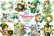 Watercolor St Patrick's Day Clipart, an Illustration by DreamCafeArt (Thumbnail 1 of 5)