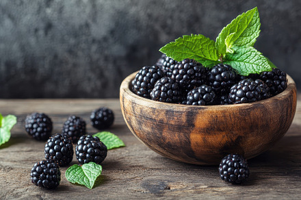 Fresh blackberries in a rustic woode, a Photo by Iftikhar Alam