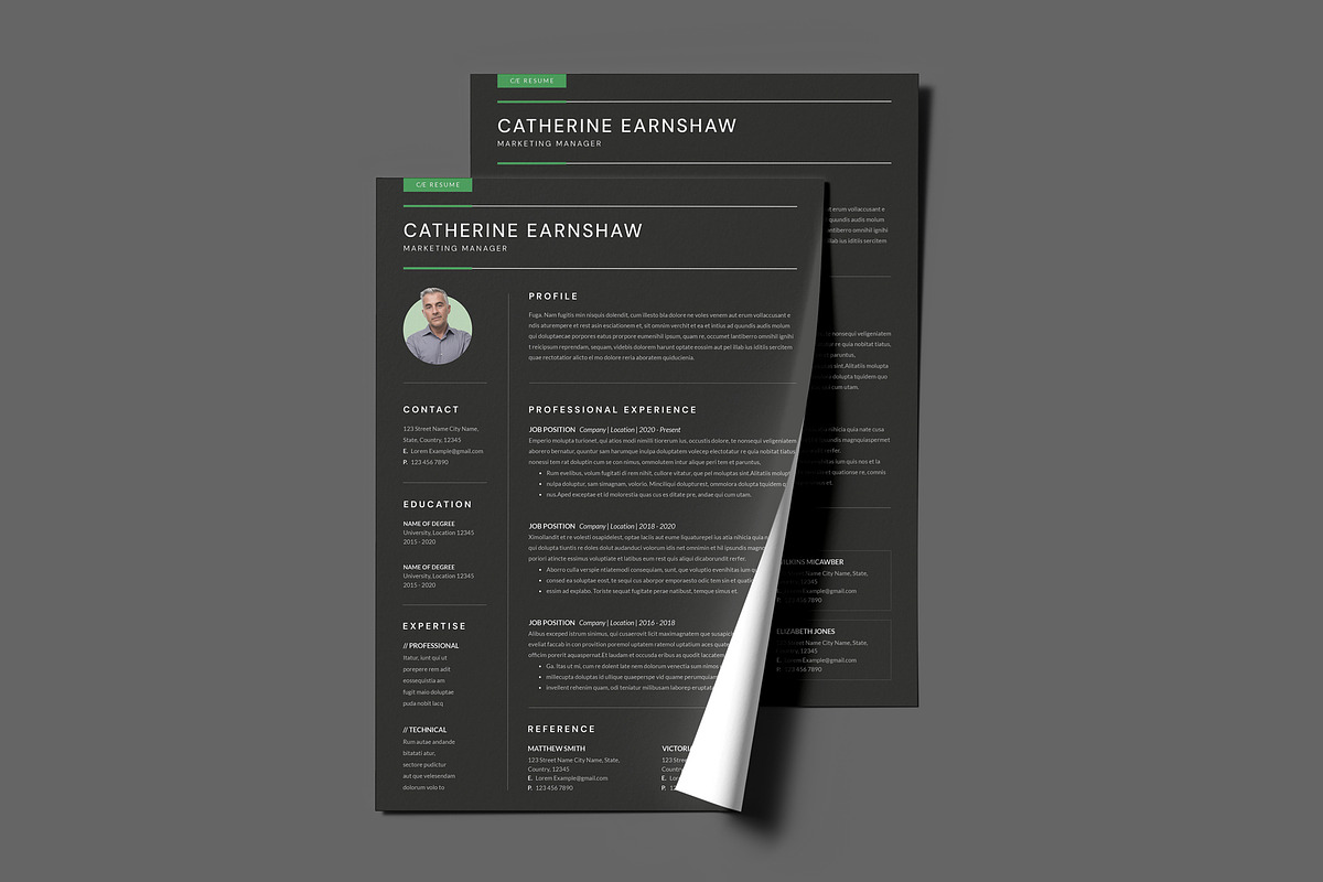 Black Modern Resume Template / CV, a Resume Template by PixelStudio (Photo 3 of 6)