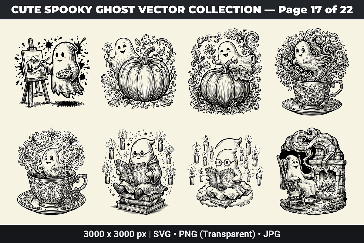 Cute Ghost SVG Bundle Vol - 01, an Object Graphic by XPERTDESIGNER (Photo 7 of 21)
